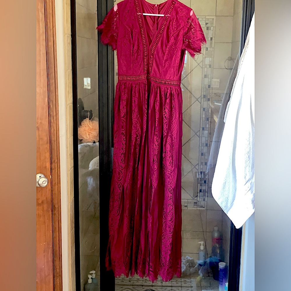 Maroon Maxi Dress Lace
